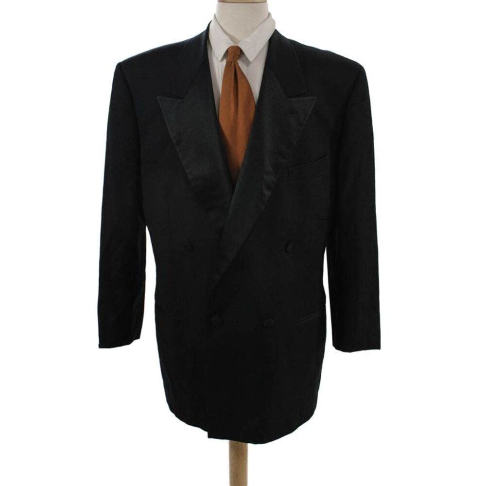 Giorgio Armani Mens Tuxedo Jacket Black Pure Wool Button Collared Size 44